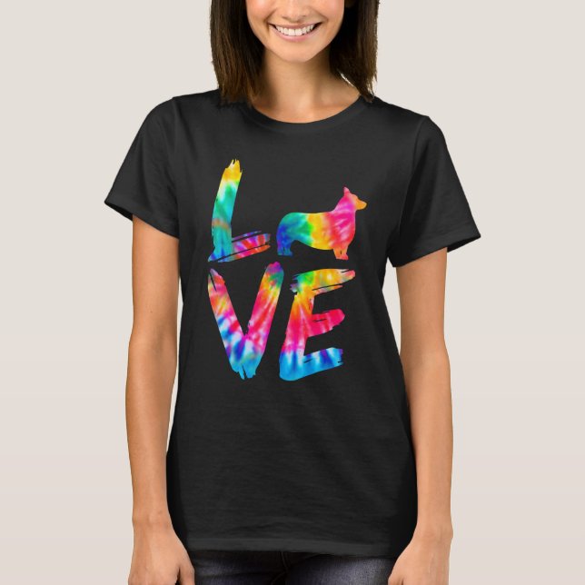 Camiseta Corgi Tie Dye Amor Cachorro Mãe Pai (Frente)