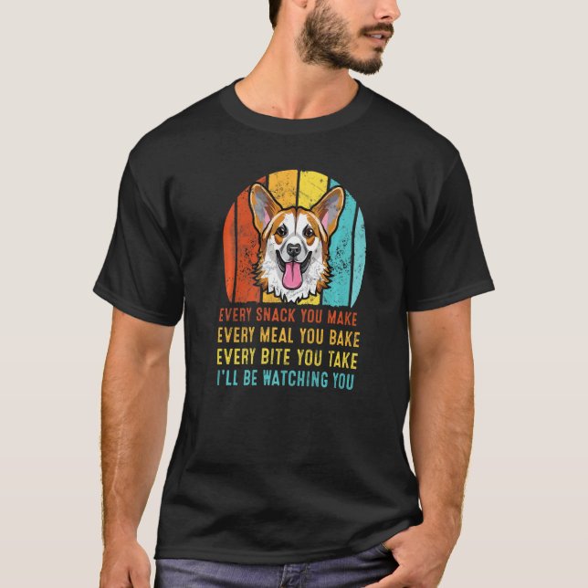 Camiseta Corgi Todo Lanche Que Você Faz Eu Estarei Observan (Frente)