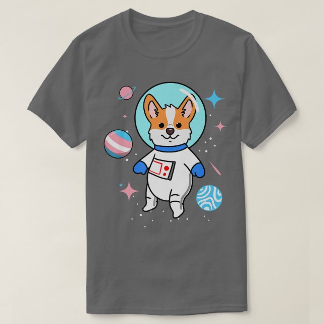 Camiseta Corgi Transgênero No Orgulho Trans Espacial 1334 (Frente do Design)