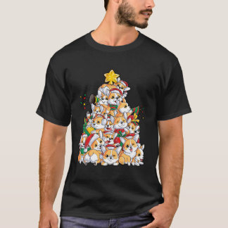 Camiseta Corgi Tree Dog Papais noeis Corgmas Felizes Xmas G