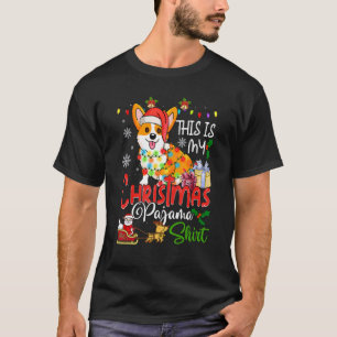 Camiseta Corgi Tree Light Dog Xmas Este É O Meu Paj De Nata