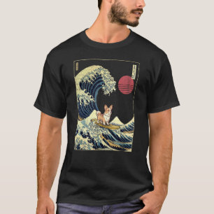 Camiseta Corgi Tri Color Onda Japonesa de Kanagawa Surf Dog