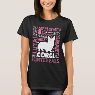 Camiseta Corgi Typografia T Word Art Dog Tee