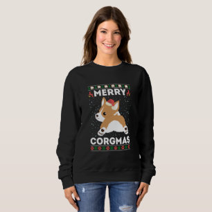Camiseta Corgi Ugly Christmas Sweater Style Merry Corgmas