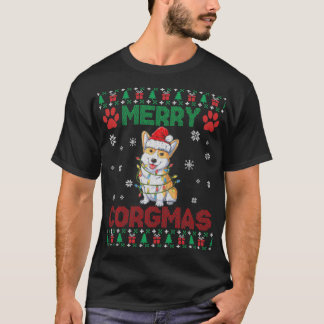 Camiseta Corgi Ugly Christmas Sweater Style Merry Corgmas S