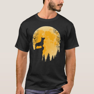 Camiseta Corgi uiva na floresta na lua de Halloween dono de