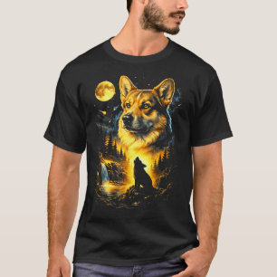 Camiseta Corgi uivando para a lua vintage 90s cachorro engr