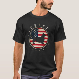 Camiseta Corgi USA Flag 4 de julho Cachorro Mãe Pai