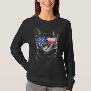 Camiseta Corgi Veste bandeira americana Óculos de sol Patri