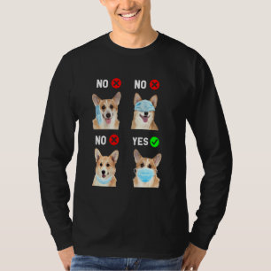 Camiseta Corgi Veste Máscara Direita Distância Social Funny