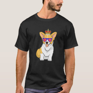 Camiseta Corgi Vestindo Óculos De Sol E Crown England Flag 