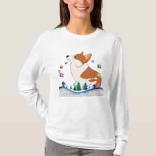 Camiseta Corgi Welch do feriado com presentes de flutuaçã