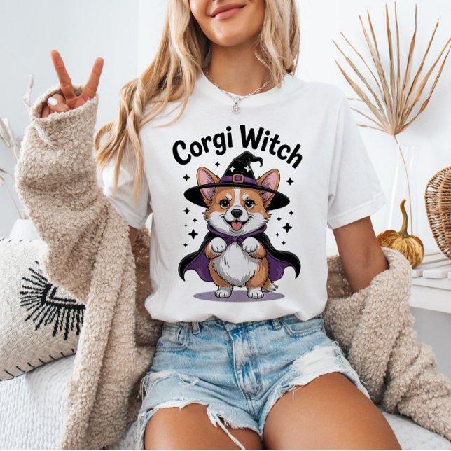 Camiseta Corgi Witch Dog Spooky, Bichinho de Halloween (Criador carregado)