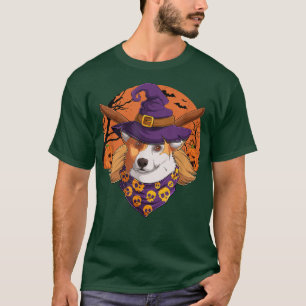 Camiseta Corgi Witch Hat Jack-o-lantern Dogs Halloween -646