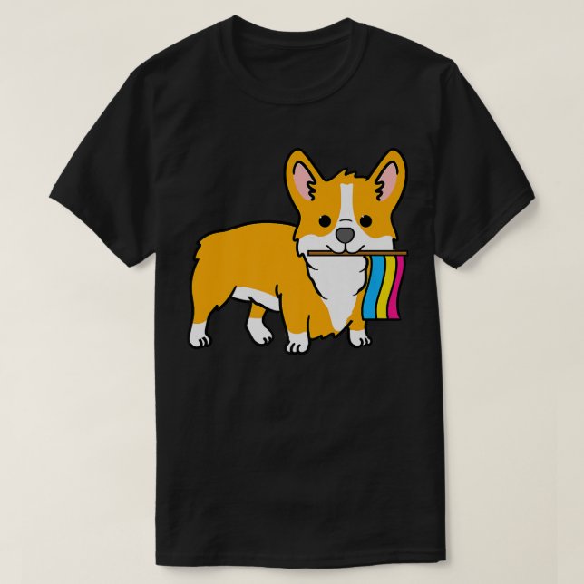 Camiseta Corgi With Panseual Pride Flag-661 (Frente do Design)