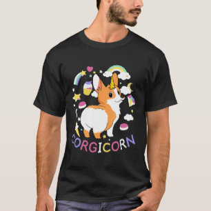 Camiseta Corgicórnio Corgi Unicórnio Arco-íris Fofo