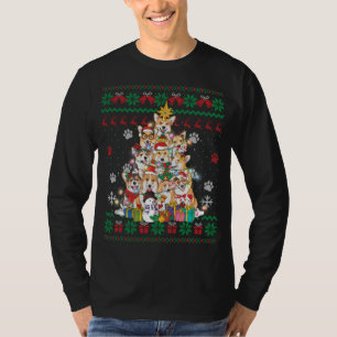Camiseta Corgin Christmas Tree Fairy Lights Papais noeis Do