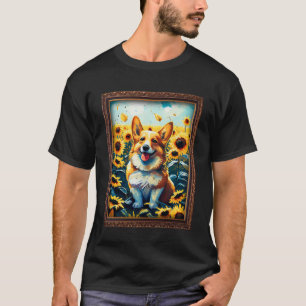 Camiseta Corgin Pintura Flor de Girassol Mãe Mulheres Flora