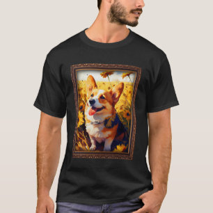 Camiseta Corgin Pintura Flor de Girassol Mãe Mulheres Flora