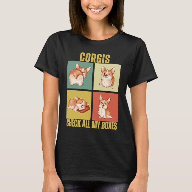 Camiseta Corgis Check All My Boxes  Corgi (Frente)