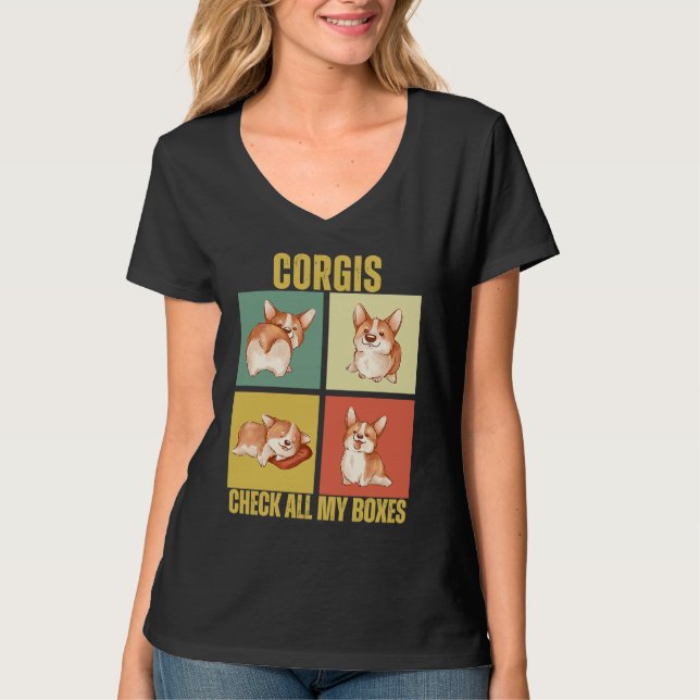 Camiseta Corgis Check All My Boxes  Corgi (Frente)