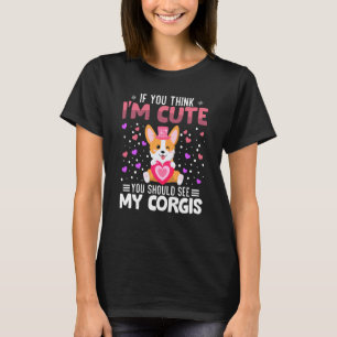 Camiseta Corgis Coração Dia dos Namorados Animal Para Mulhe
