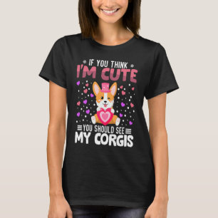 Camiseta Corgis Coração Dia dos Namorados Animal Para Mulhe