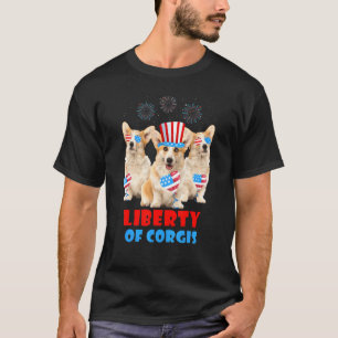 Camiseta Corgis da Liberdade 4 de Julho Bandeira Americana 