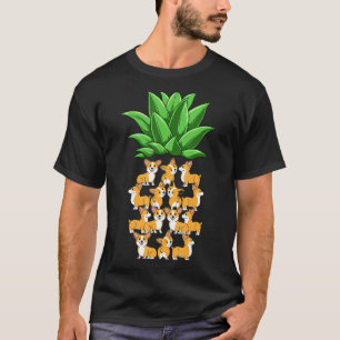 Camiseta Corgis de Abacaxi Forma de Abacaxi Corgis Propriet