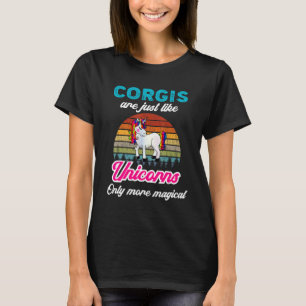 Camiseta Corgis Design Unicórnio Retro Vintage Pôr do Sol