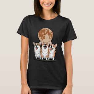 Camiseta Corgis Engraçados Uivando na Lua Cheia