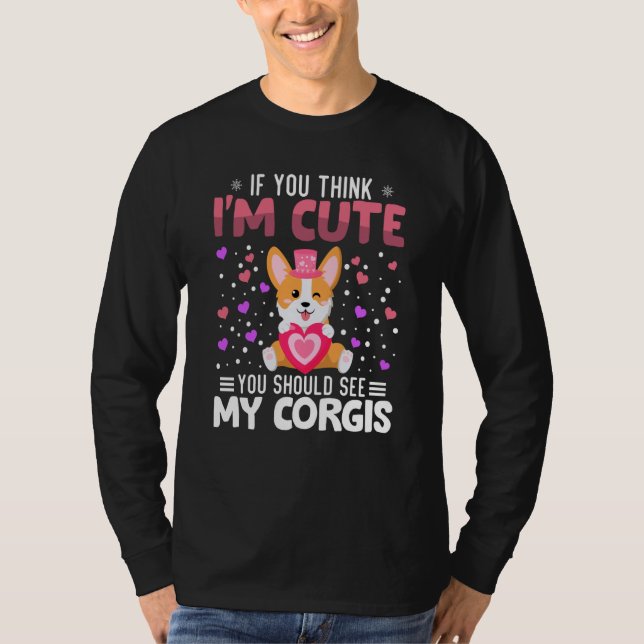 Camiseta Corgis Heart Valentine's Day Animal For Womens Kid (Frente)