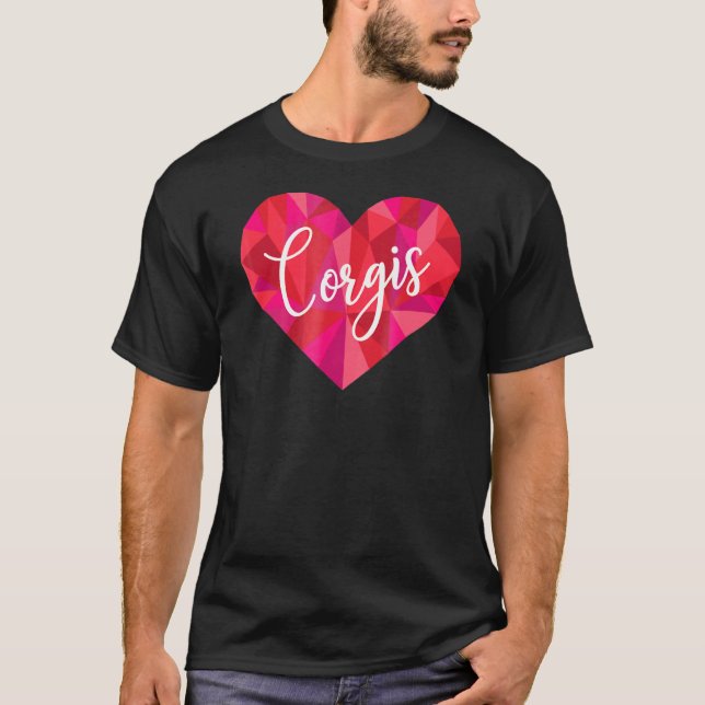 Camiseta Corgis Ouvem Baixo Poli Geométrico (Frente)