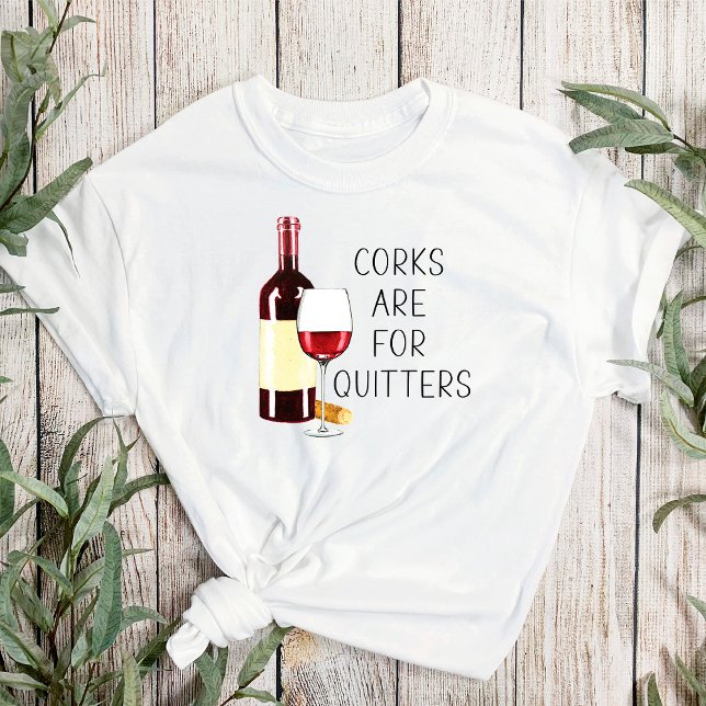 Camiseta "Corks For Quitters" Aquarela Vidro Vermelho (Criador carregado)