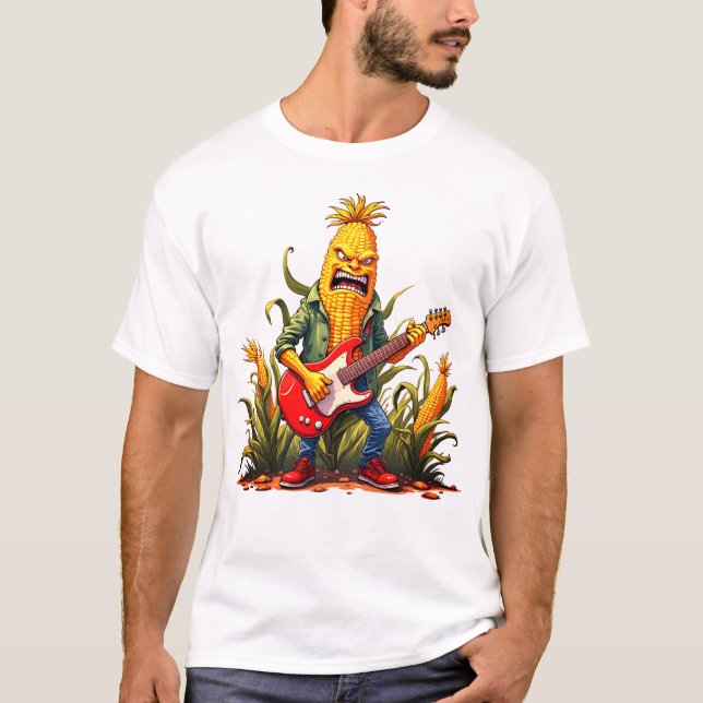 Camiseta Corn Rockstar Playing Guitar (Frente)
