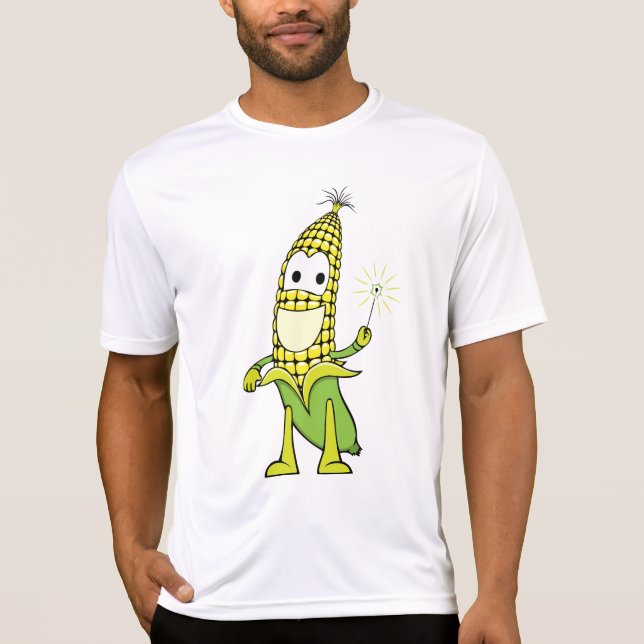 Camiseta Corn Wizard Character with Magic Wand (Frente)