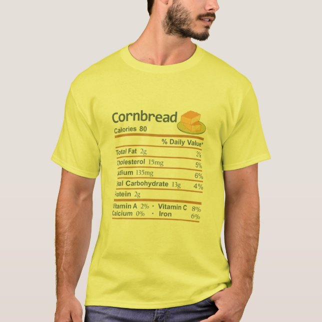 Camiseta Cornbread Nutrition Facts Thanksgiving Costume Chr (Frente)