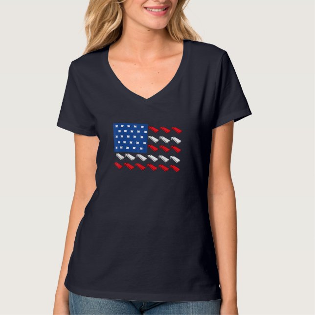 Camiseta Cornhole American Flag Para Equipe De Bebendo De J (Frente)