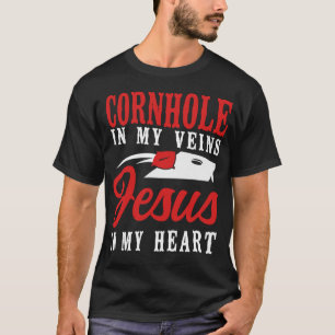 Camiseta Cornhole Bean Bag Cornhole Em Minhas Veias Jesus E