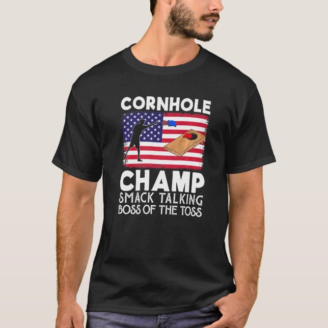 Camiseta Cornhole Champ Smack Talking Boss Do Toss Cor (Frente)