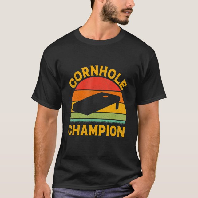 Camiseta Cornhole Champion Cornhole Equipe Mens Women (Frente)
