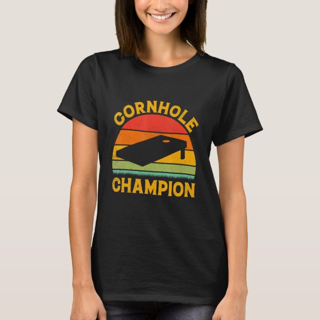 Camiseta Cornhole Champion Cornhole Equipe Mens Women (Frente)