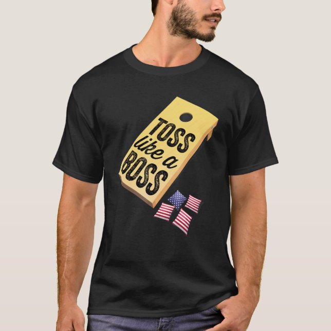 Camiseta Cornhole Como Uma Cornualha Chefe 4 De Julho (Frente)