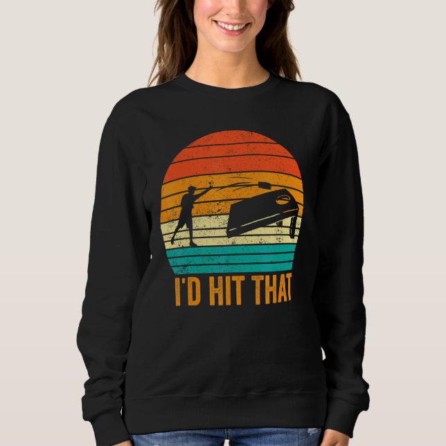 Camiseta Cornhole Engraçado Buraco de Milho Retro Eu Acerta (Frente)