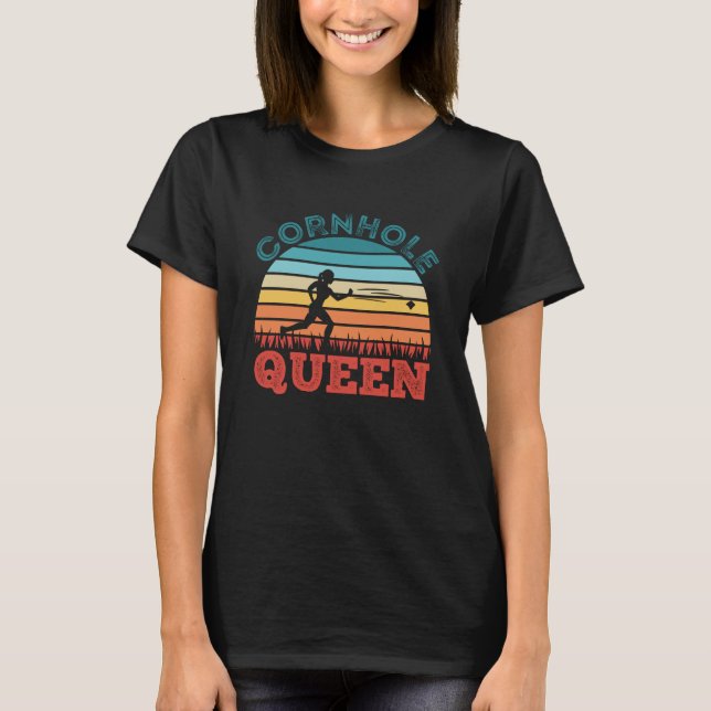 Camiseta Cornhole Gift para Mulheres - Cornhole Queen (Frente)
