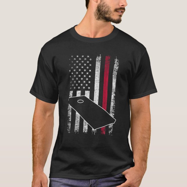 Camiseta Cornhole Lover Patriotic American Flag Cornhole 4T (Frente)