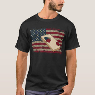 Camiseta Cornhole Player America Flag Tee I Proud Bean Bag