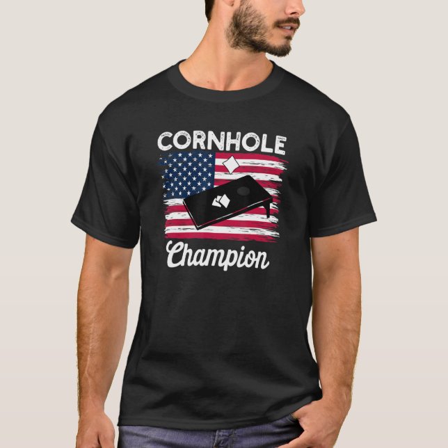 Camiseta Cornhole Trophy Champion  Bean Bag Cornhole Player (Frente)
