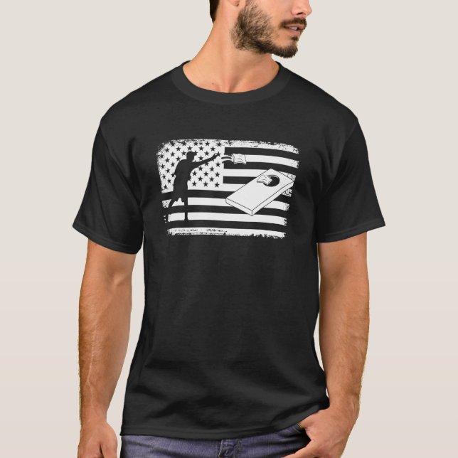 Camiseta Cornhole Usa Flag CornholeTeam Bean Bag Cornhole (Frente)