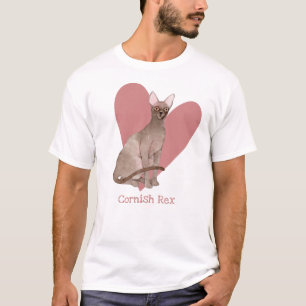 Camiseta Cornish Rex Cat Watercolor Gatinho Coração Rosa